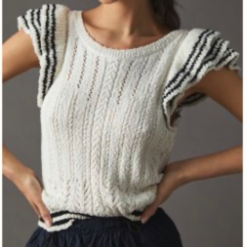MAEVE RUFFLE-SLEEVE SWEATER TOP